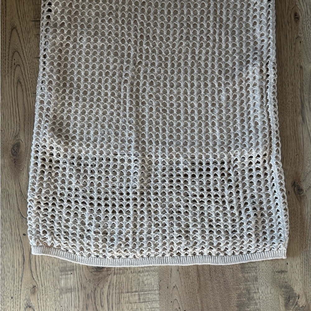 Steve Madden Crochet Knit Maxi Skirt Cream Lined NWT Size L - Picture 7 of 7